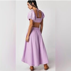 Free People Lilac Embroidered Two-Piece Skirt Set